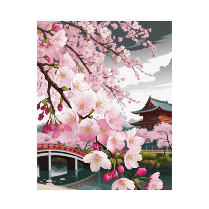 Póster vertical de cerezo en flor, arte mural natural, decoración japonesa, decoración primaveral, decoración floral para el hogar, regalo para ella