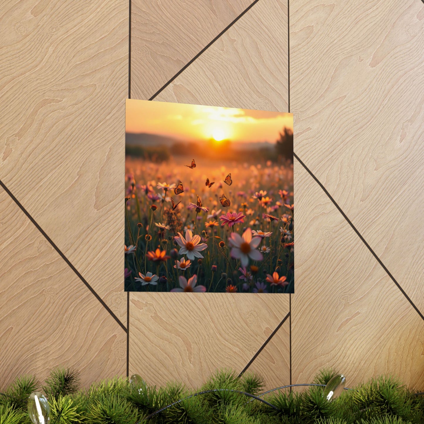 Landscape with Wildflowers and Butterflies Design