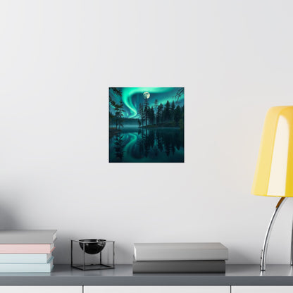 Digital download Poster - Northern Lights Lake Scene
