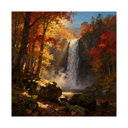 Digital download Waterfall in Autumn Forest Matte Design