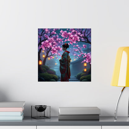 Digital download Posters - Geisha in Elegant Japanese Blossom Garden
