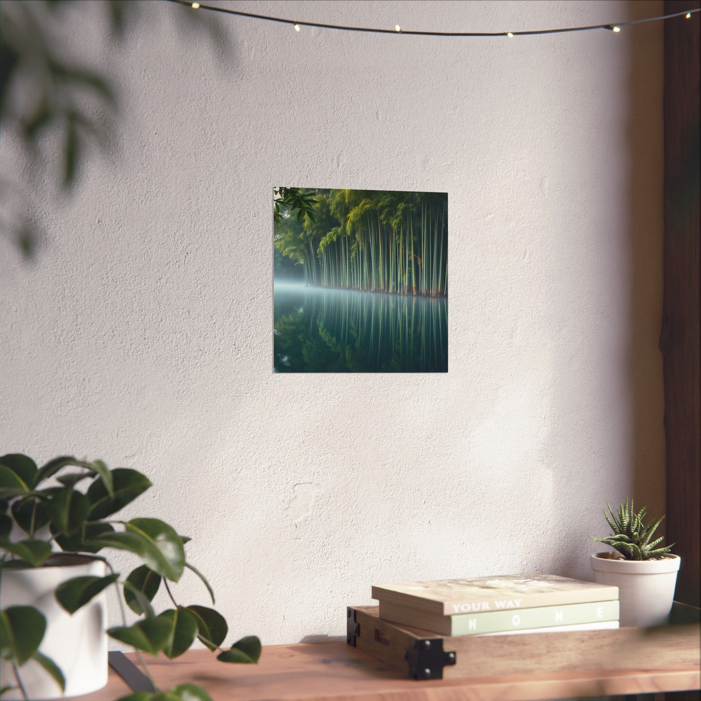 Póster de bambú sereno, impresión artística de naturaleza tranquila, decoración de pared zen, estética relajante para el hogar, reflexión meditativa sobre el bambú