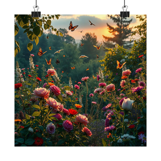 Affiche d'art mural floral vibrant, décoration d'intérieur inspirée de la nature, impression de jardin de papillons, œuvre d'art florale, cadeau pour les amoureux de la nature, printemps [...]