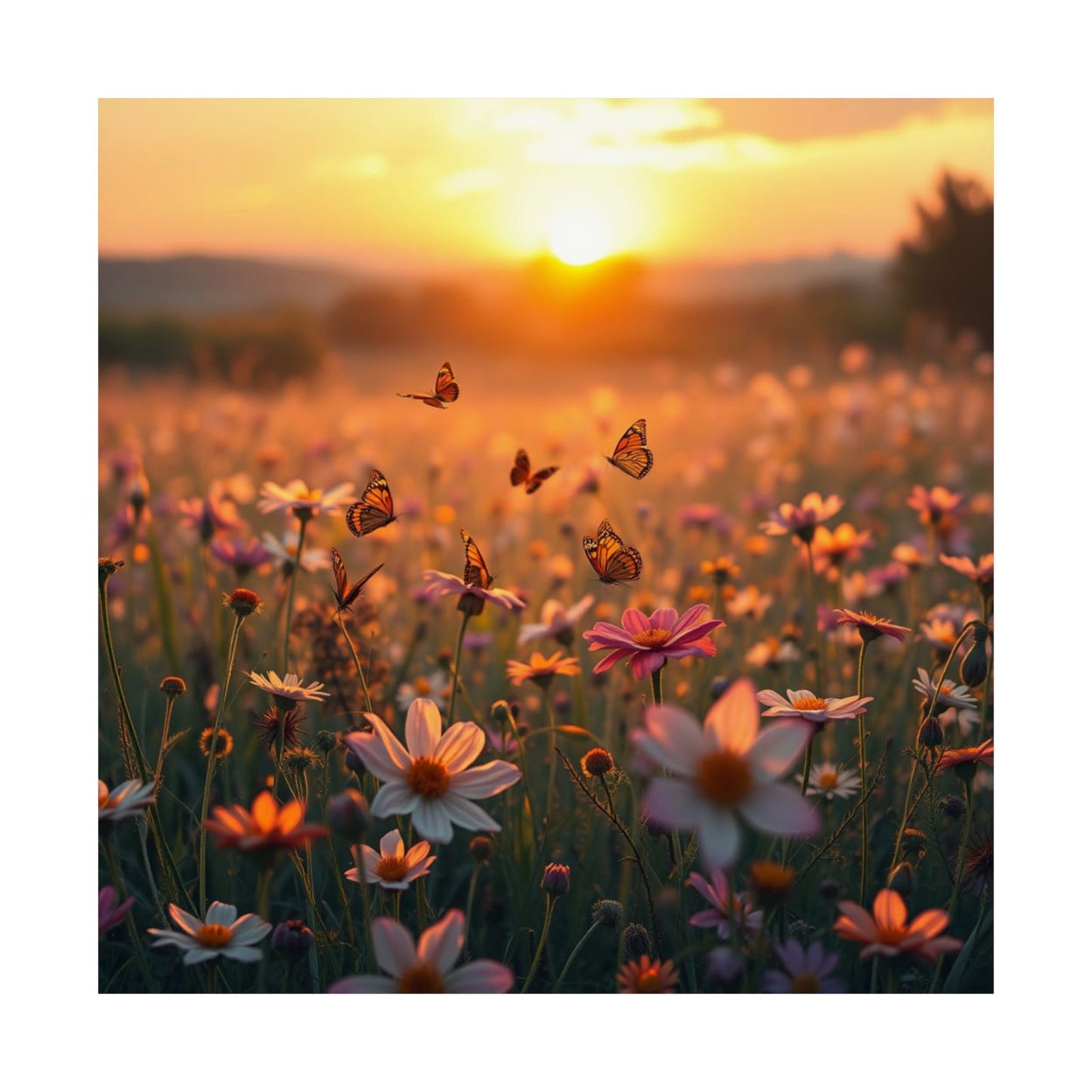 Landscape with Wildflowers and Butterflies Design