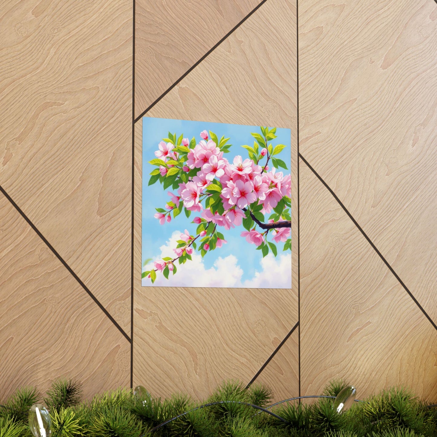 Póster de cerezo en flor, obra de arte natural, decoración primaveral, arte floral para pared, decoración del hogar
