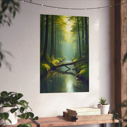 Digital download Vertical Posters - Green Forest at Dawn