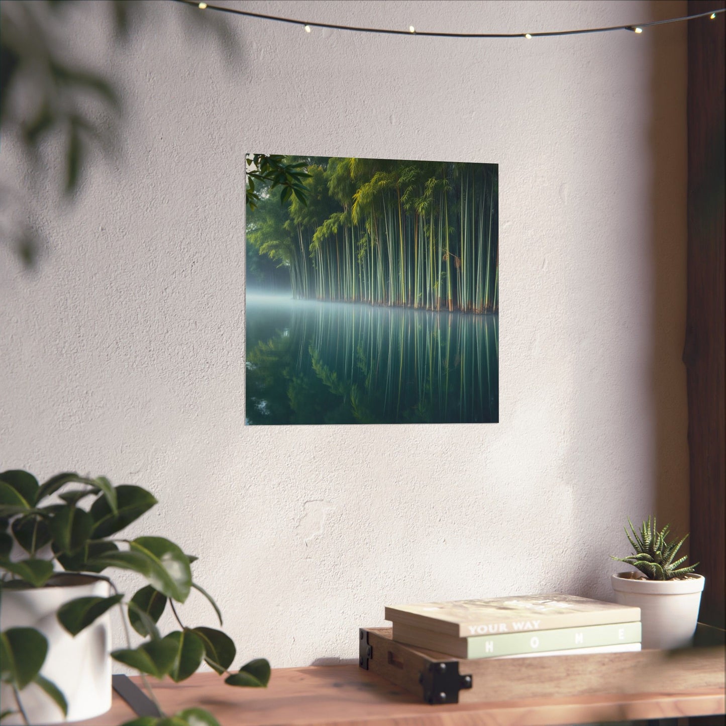Póster de bambú sereno, impresión artística de naturaleza tranquila, decoración de pared zen, estética relajante para el hogar, reflexión meditativa sobre el bambú