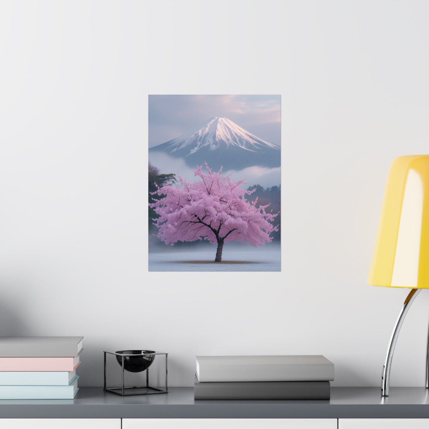 Vertical Poster - Mount Fuji and Cherry Blossom Tree Design