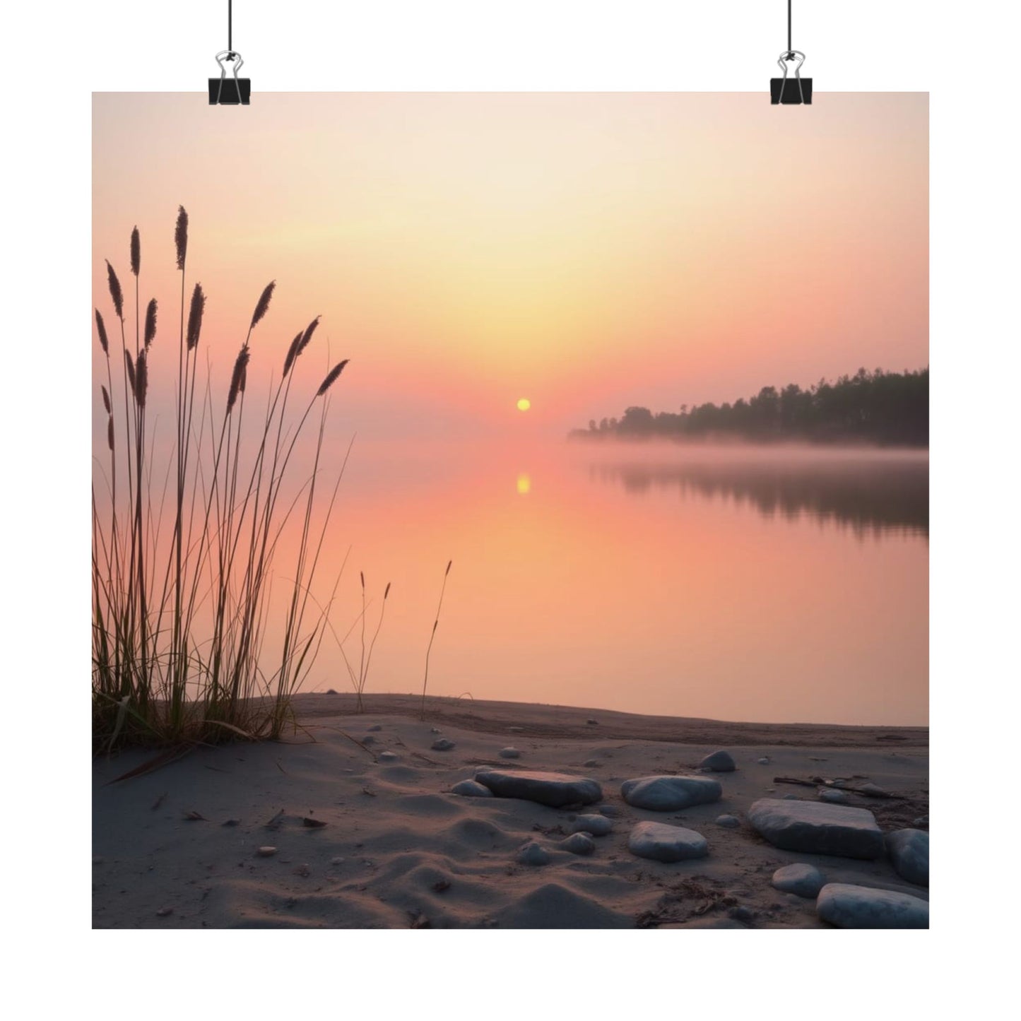 Póster de naturaleza serena, arte mural de atardecer tranquilo, decoración para amantes de la naturaleza, regalo para cualquier ocasión, decoración de paisaje tranquilo