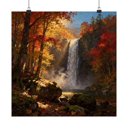 Digital download Waterfall in Autumn Forest Matte Design