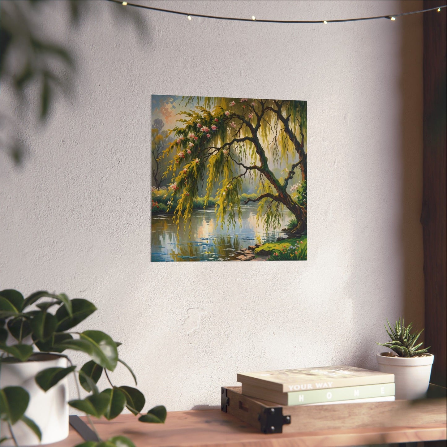 Téléchargement numérique : Affiche de paysage de saules sereins, art mural inspiré de la nature, décoration intérieure esthétique, cadeau pour les amoureux de la nature, imprimé botanique
