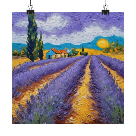 Pósteres mate de campos de lavanda | Decoración floral, arte mural, estética del hogar, regalo para propietarios, amantes de la naturaleza, arte relajante