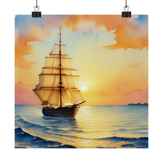 Téléchargement numérique : affiches mates de voilier serein, art nautique, décoration côtière, art mural pour la maison, cadeau pour les amoureux de la plage