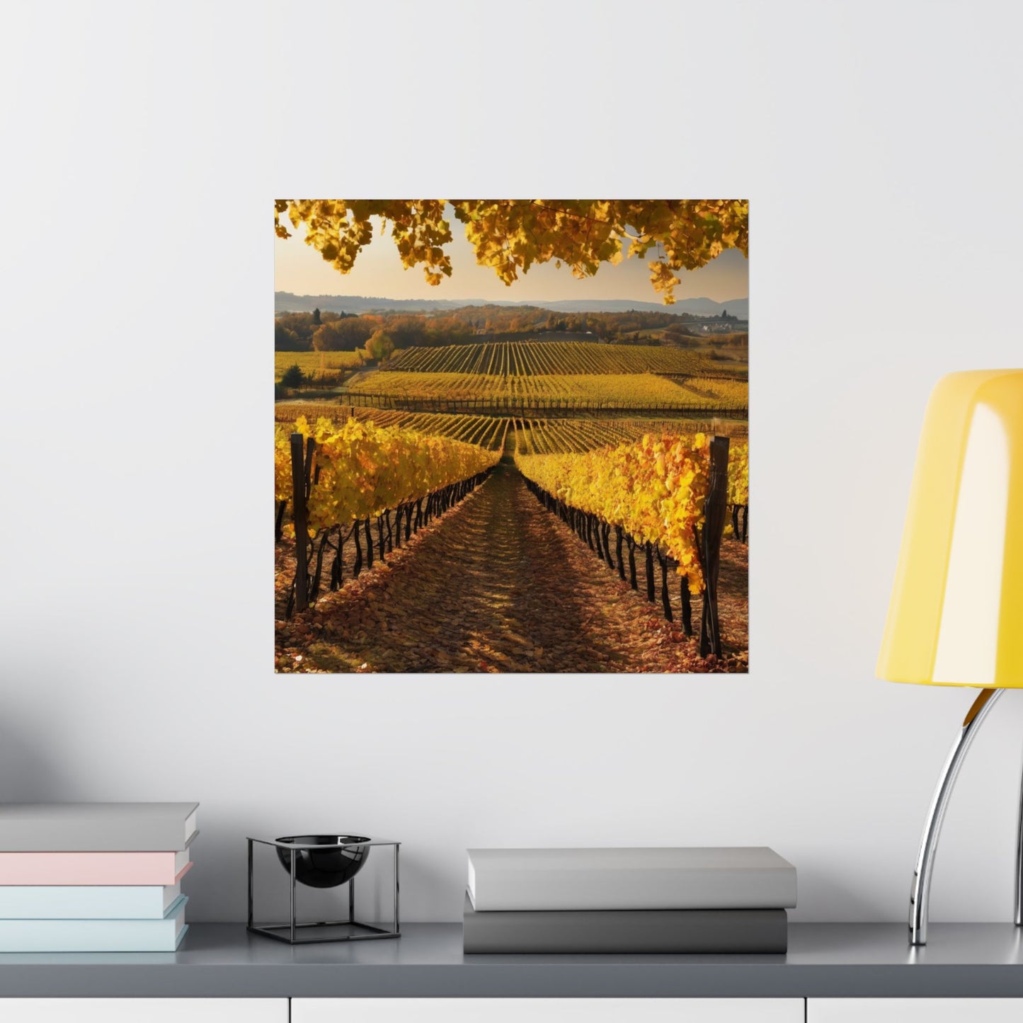 Descarga digital: Póster de viñedo escénico, arte mural otoñal, decoración natural, regalo para amantes del vino, decoración rústica del hogar, arte mural con paisajes.