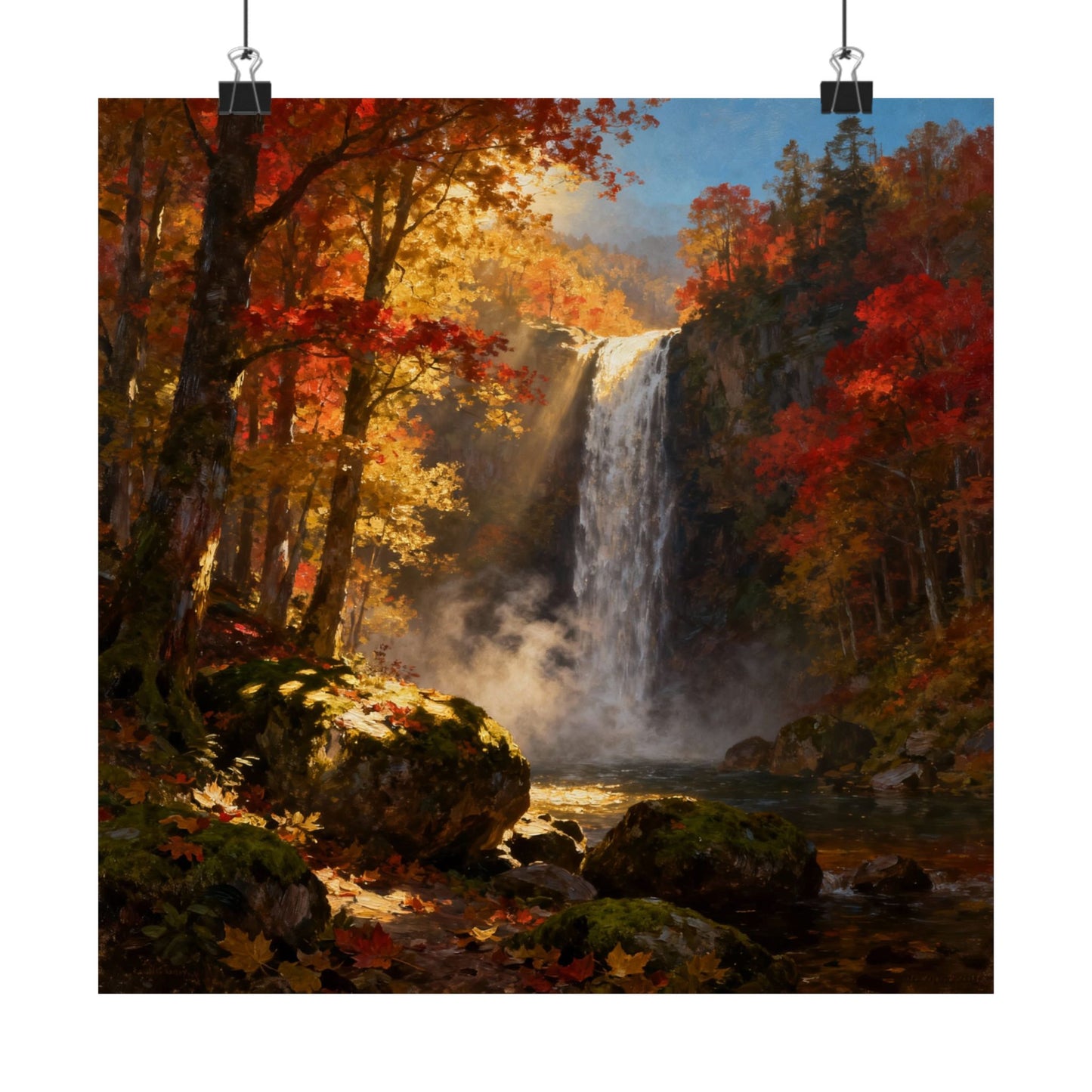 Digital download Waterfall in Autumn Forest Matte Design