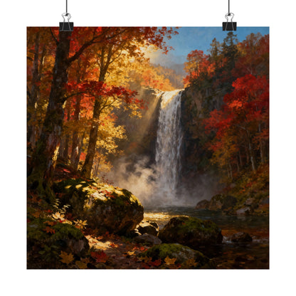 Digital download Waterfall in Autumn Forest Matte Design