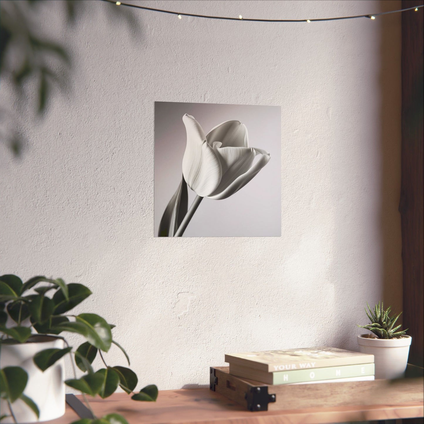 Elegant Floral Matte Poster, Minimalist Wall Art, Black and White Tulip Print, Home Decor, Gift for Flower Lovers, Modern Artwork