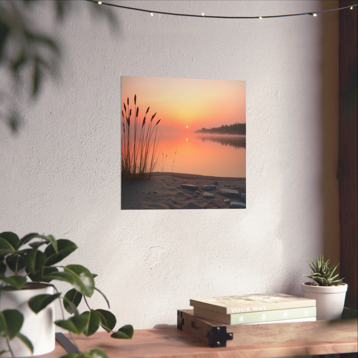 Póster de naturaleza serena, arte mural de atardecer tranquilo, decoración para amantes de la naturaleza, regalo para cualquier ocasión, decoración de paisaje tranquilo