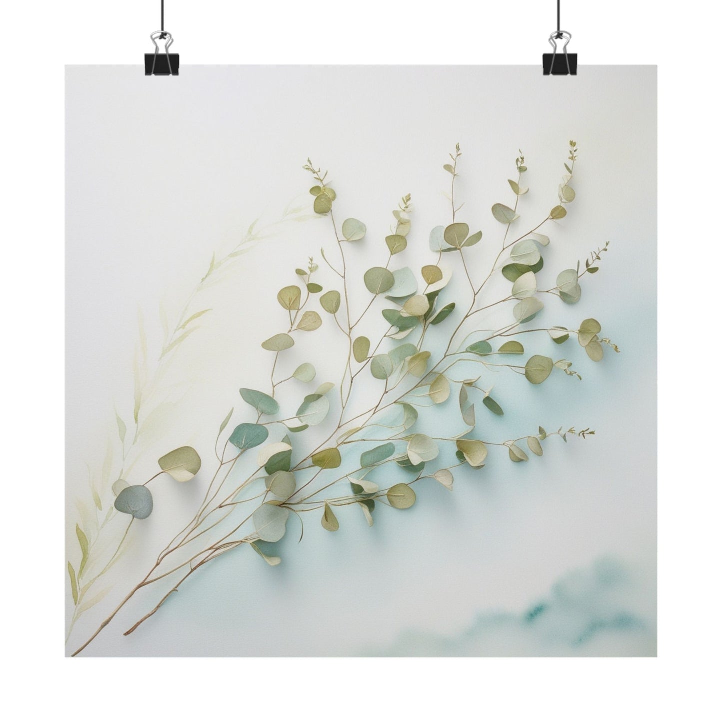 Elegante póster de pared de eucalipto, impresión botánica, decoración minimalista para el hogar, regalo inspirado en la naturaleza, arte mural ecológico.