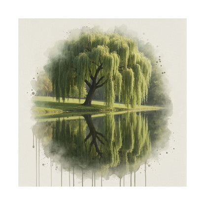 Arte mural de naturaleza serena, pósteres mate, decoración del hogar con un toque de tranquilidad, arte con reflejos de sauces, regalo para amantes de la naturaleza, obra de arte relajante