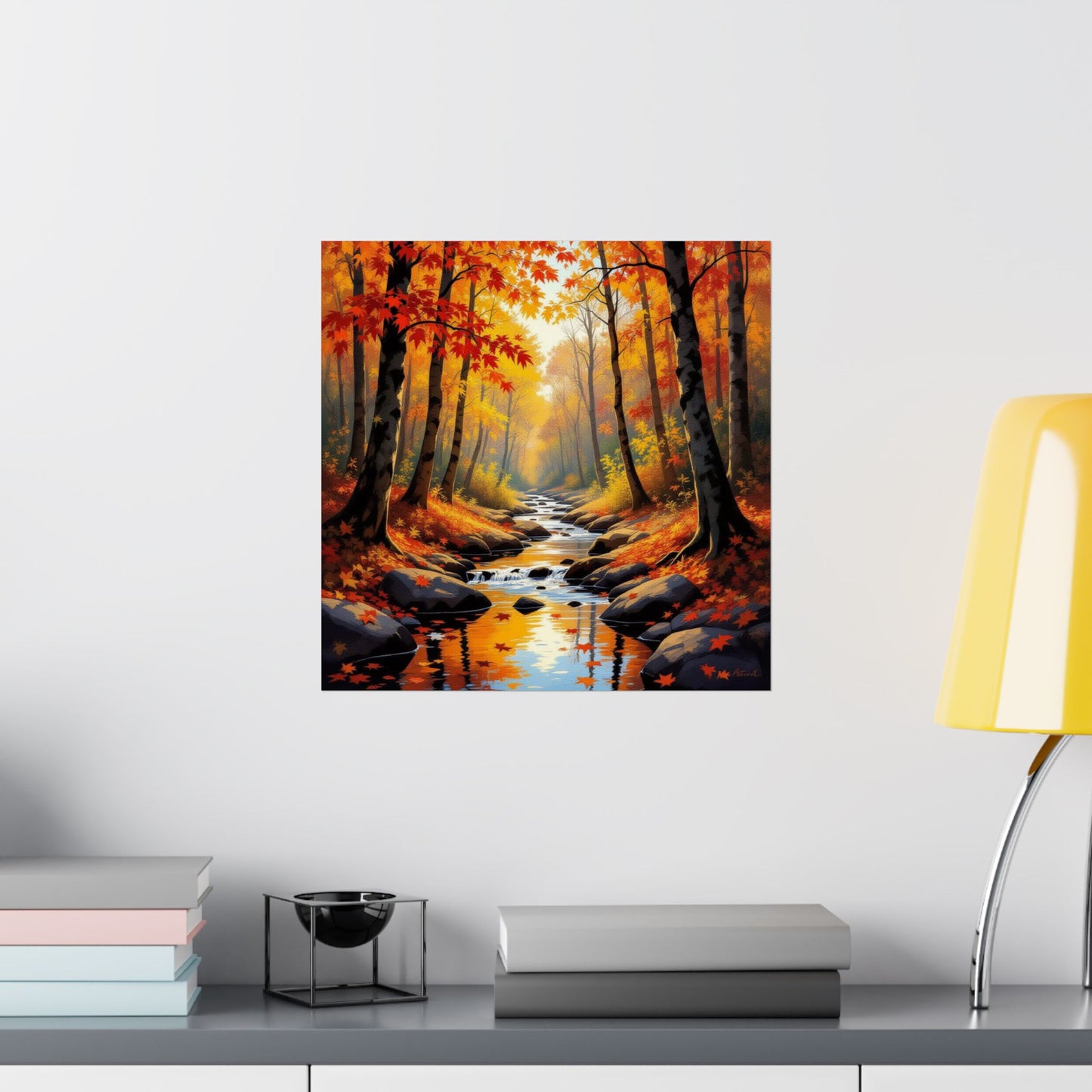 Autumn Forest Matte Poster, Fall Wall Art, Nature Decor, Cozy Living Room Print, Seasonal Home Decoration