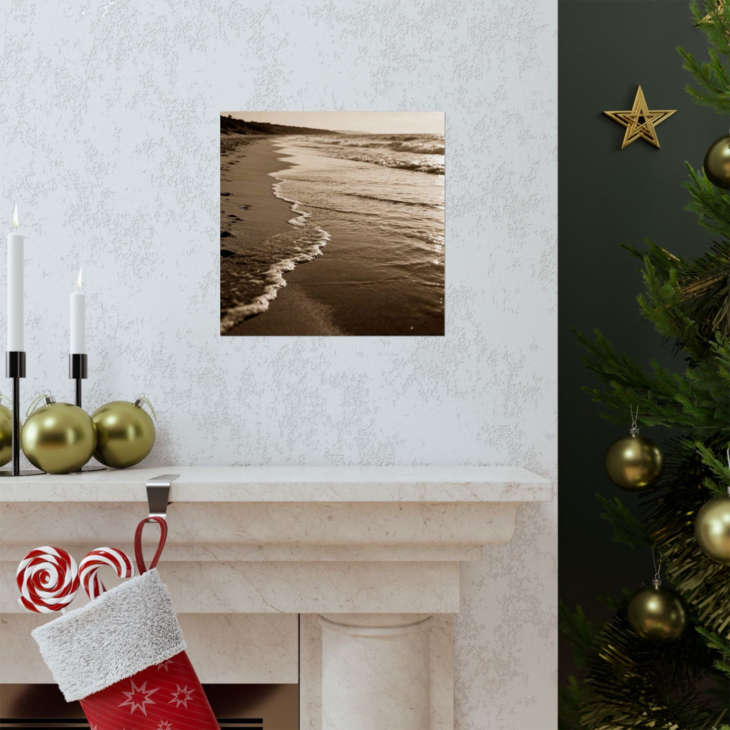 Sepia Beach Photo Matte Poster