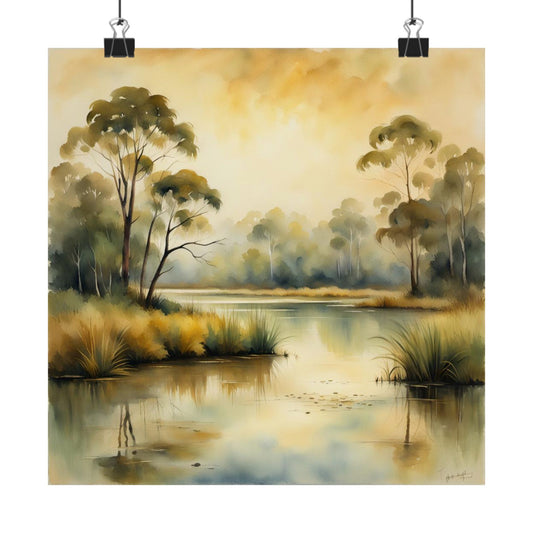 Póster de naturaleza serena, arte de pared mate vintage, decoración de paisajes, estética relajante para el hogar, perfecto para regalos y espacios acogedores.