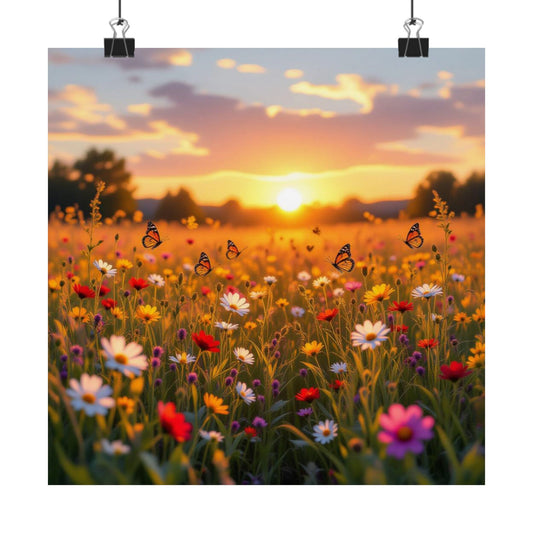 Landscape with Wildflowers and Butterflies Design
