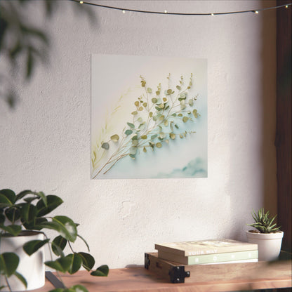 Elegante póster de pared de eucalipto, impresión botánica, decoración minimalista para el hogar, regalo inspirado en la naturaleza, arte mural ecológico.