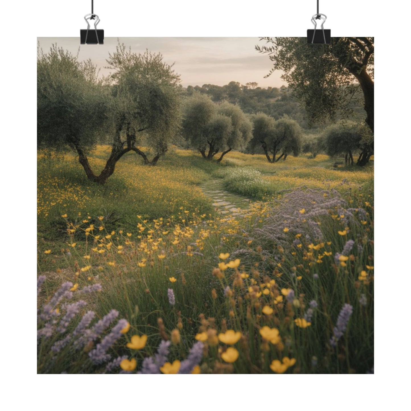 Descarga digital de la imagen "Naturaleza serena", arte mural floral, decoración de olivar, impresión botánica, estética del hogar, decoración de la sala de estar.