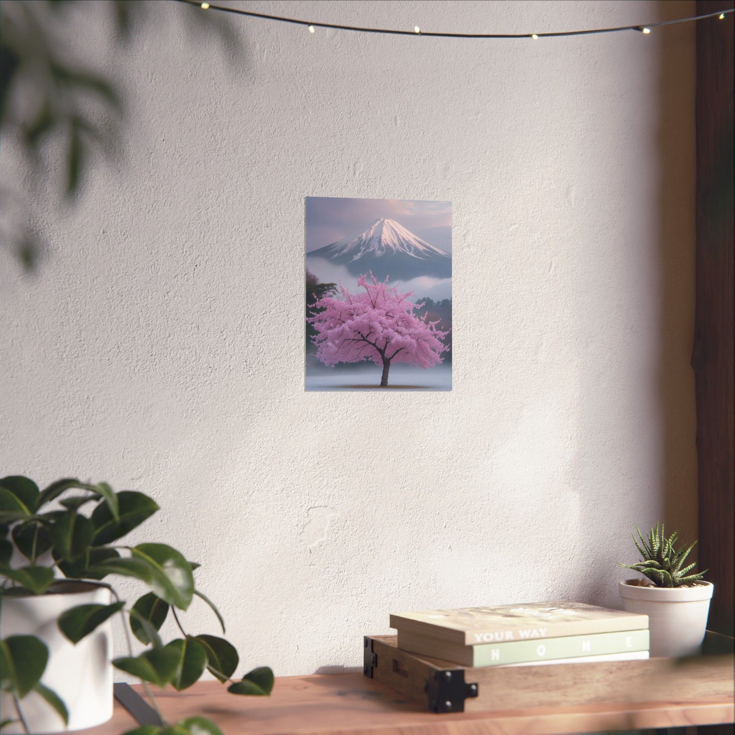Vertical Poster - Mount Fuji and Cherry Blossom Tree Design