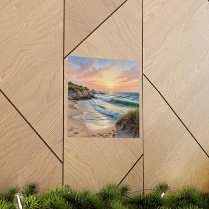 Descarga digital: Arte mural con atardecer costero, pósteres mate para amantes de la playa, decoración del hogar, regalo para amantes de la naturaleza, decoración de casas de playa, impresión escénica.