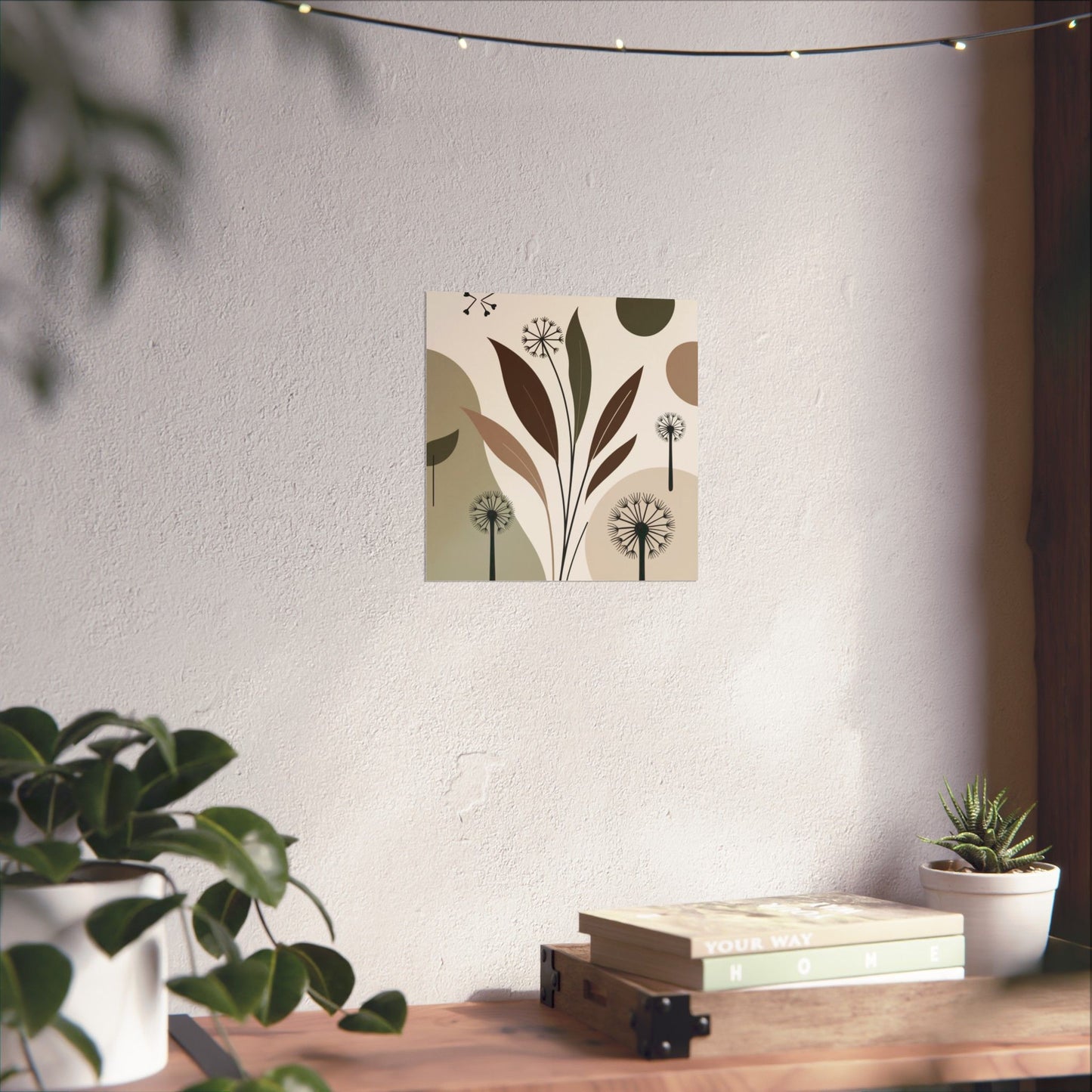 Póster mate, decoración de pared, ambiente natural, diseño de interiores modernos, estética bohemia, arte de pared bohemia, regalo para amantes de las plantas.
