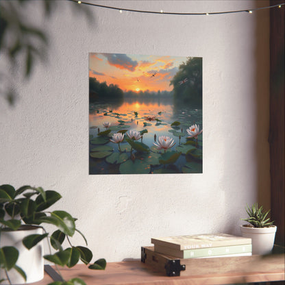 Póster de flor de loto relajante | Arte mural natural, decoración del hogar con serenidad, regalo de meditación, estampado floral, arte ecológico