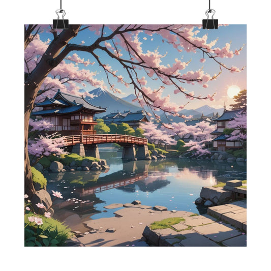 Póster de flor de cerezo serena, arte paisajístico japonés, decoración del hogar, arte mural natural, regalo para amantes de la naturaleza, decoración primaveral