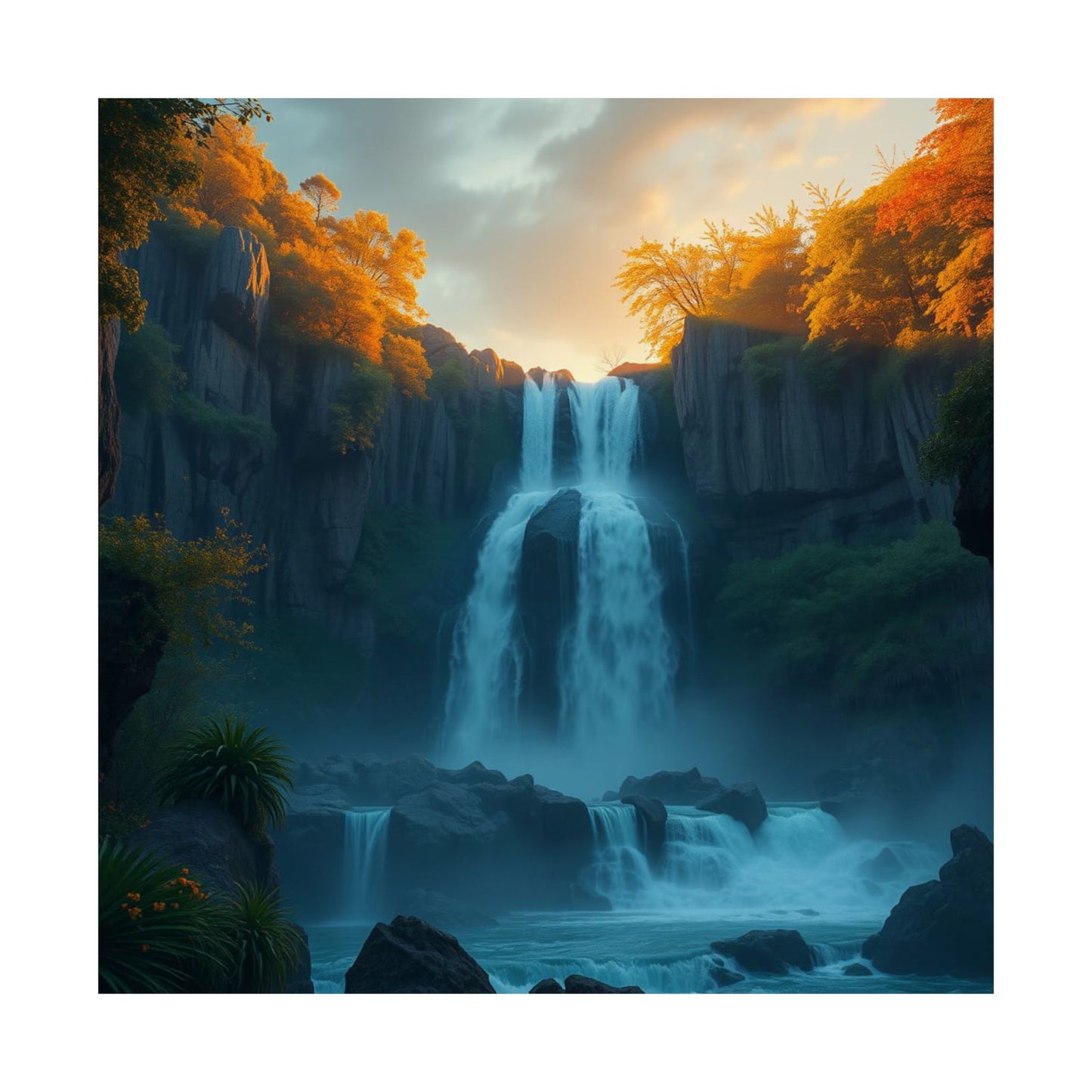 Póster de Cascada Serena, Impresión Artística Mate, Decoración de Pared Natural, Estética del Hogar, Regalo para Amantes de la Aventura, Obra de Arte Relajante