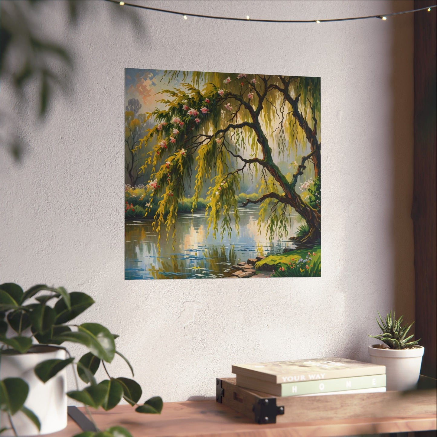 Téléchargement numérique : Affiche de paysage de saules sereins, art mural inspiré de la nature, décoration intérieure esthétique, cadeau pour les amoureux de la nature, imprimé botanique