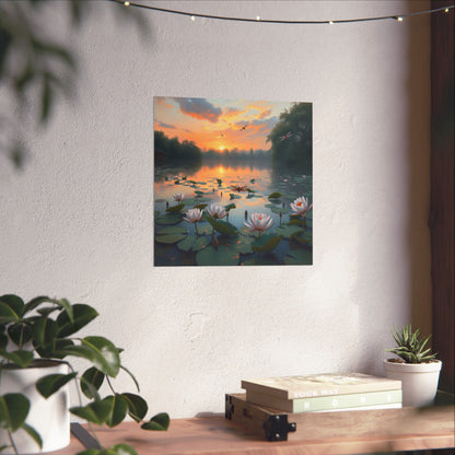Póster de flor de loto relajante | Arte mural natural, decoración del hogar con serenidad, regalo de meditación, estampado floral, arte ecológico