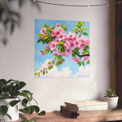 Póster de cerezo en flor, obra de arte natural, decoración primaveral, arte floral para pared, decoración del hogar