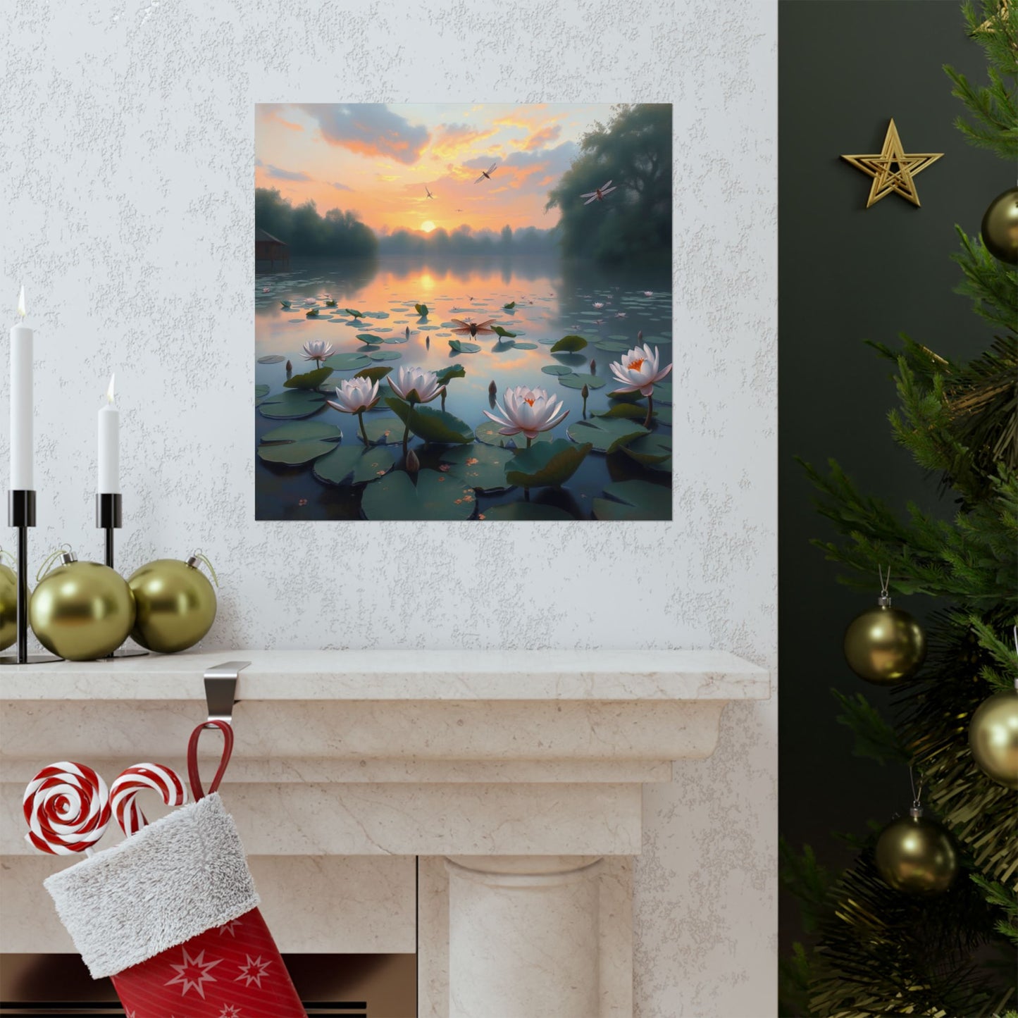Póster de flor de loto relajante | Arte mural natural, decoración del hogar con serenidad, regalo de meditación, estampado floral, arte ecológico