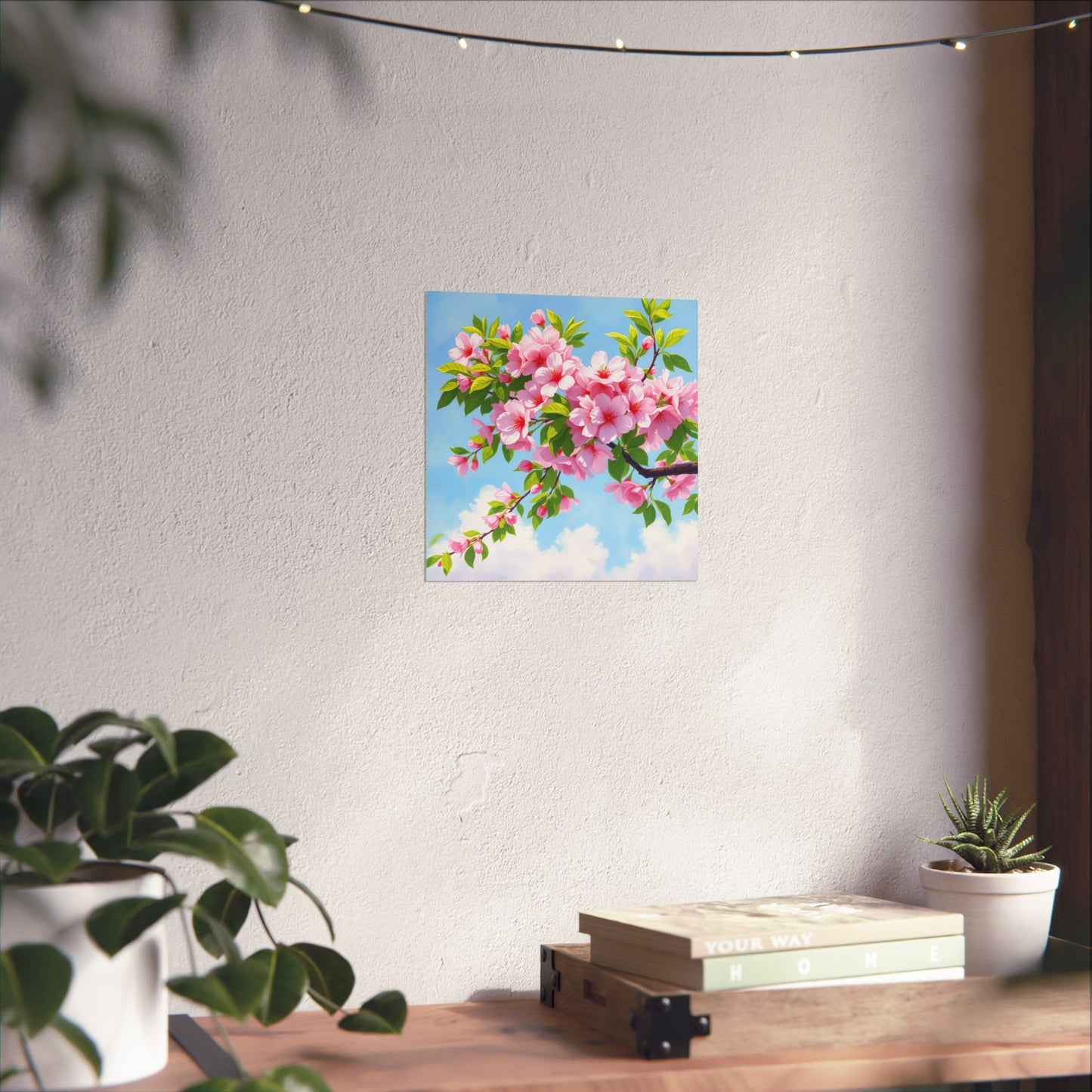 Póster de cerezo en flor, obra de arte natural, decoración primaveral, arte floral para pared, decoración del hogar