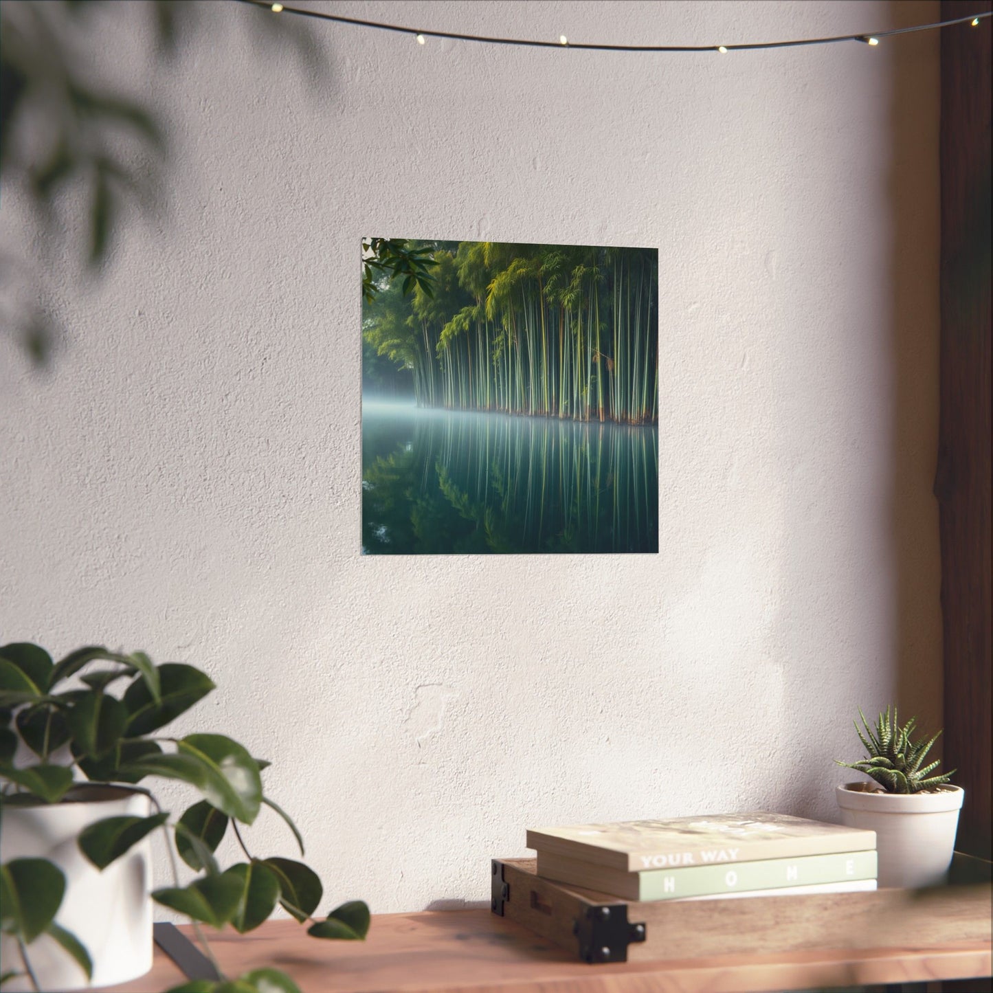 Póster de bambú sereno, impresión artística de naturaleza tranquila, decoración de pared zen, estética relajante para el hogar, reflexión meditativa sobre el bambú