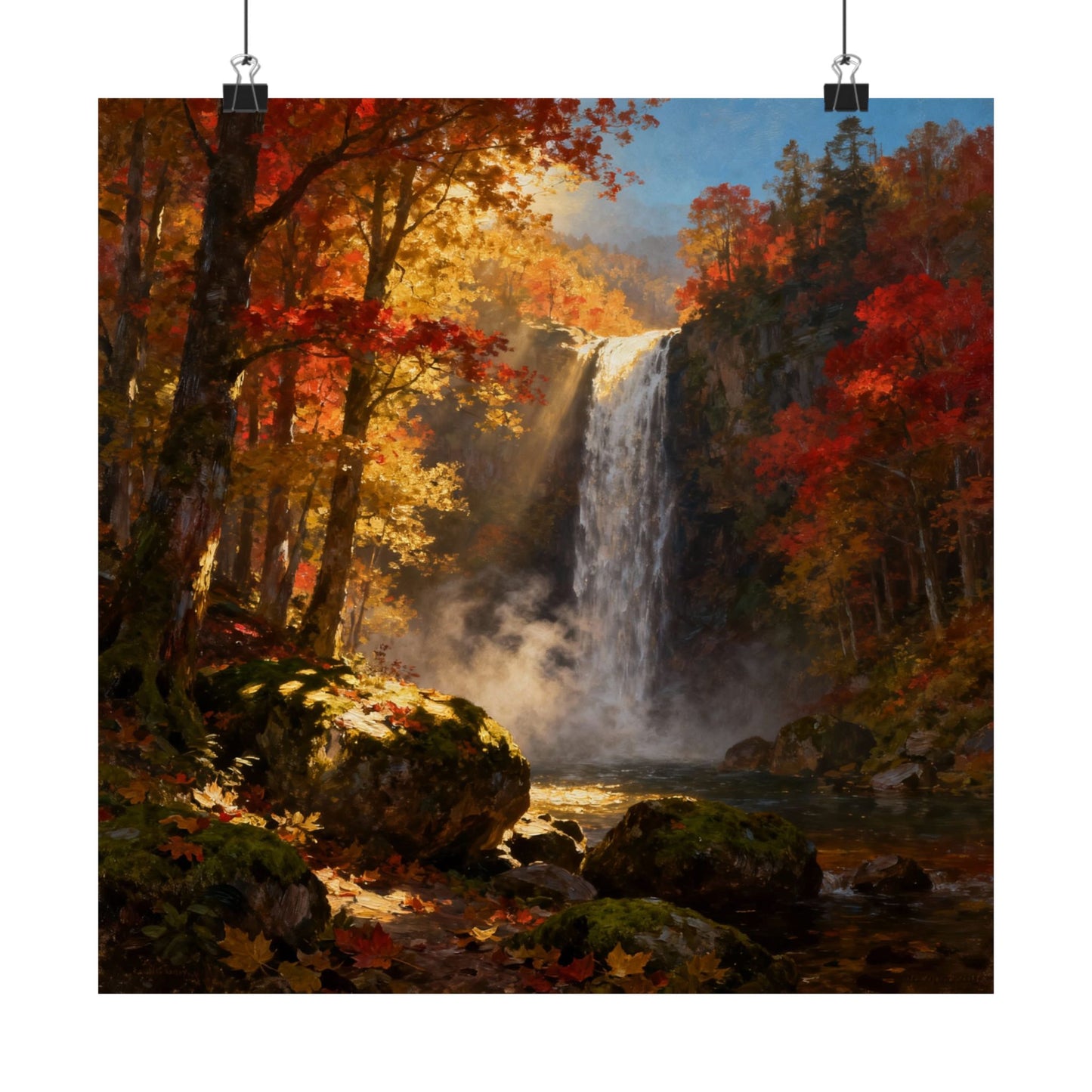 Digital download Waterfall in Autumn Forest Matte Design