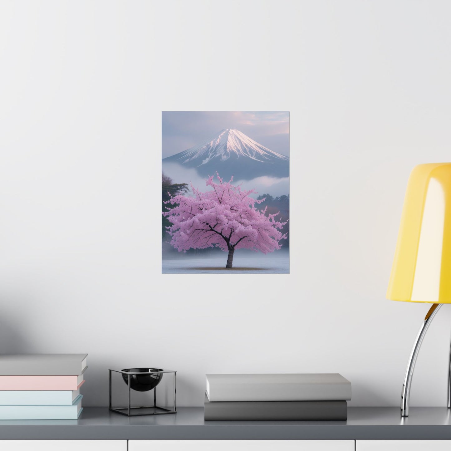 Vertical Poster - Mount Fuji and Cherry Blossom Tree Design