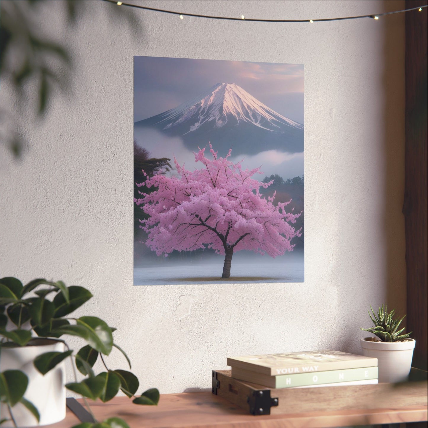 Vertical Poster - Mount Fuji and Cherry Blossom Tree Design