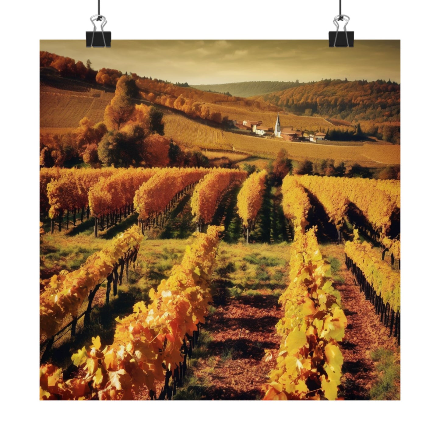 Pósteres mate de viñedos otoñales, decoración otoñal, arte mural paisajístico, decoración rústica para el hogar, regalos para amantes del vino, decoraciones de temporada