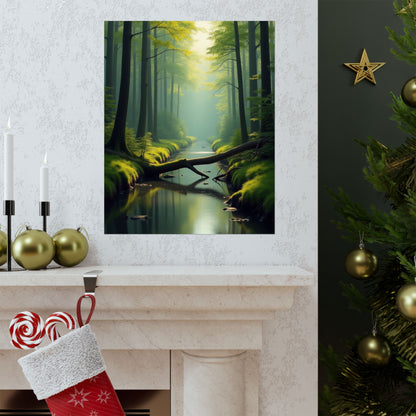 Digital download Vertical Posters - Green Forest at Dawn