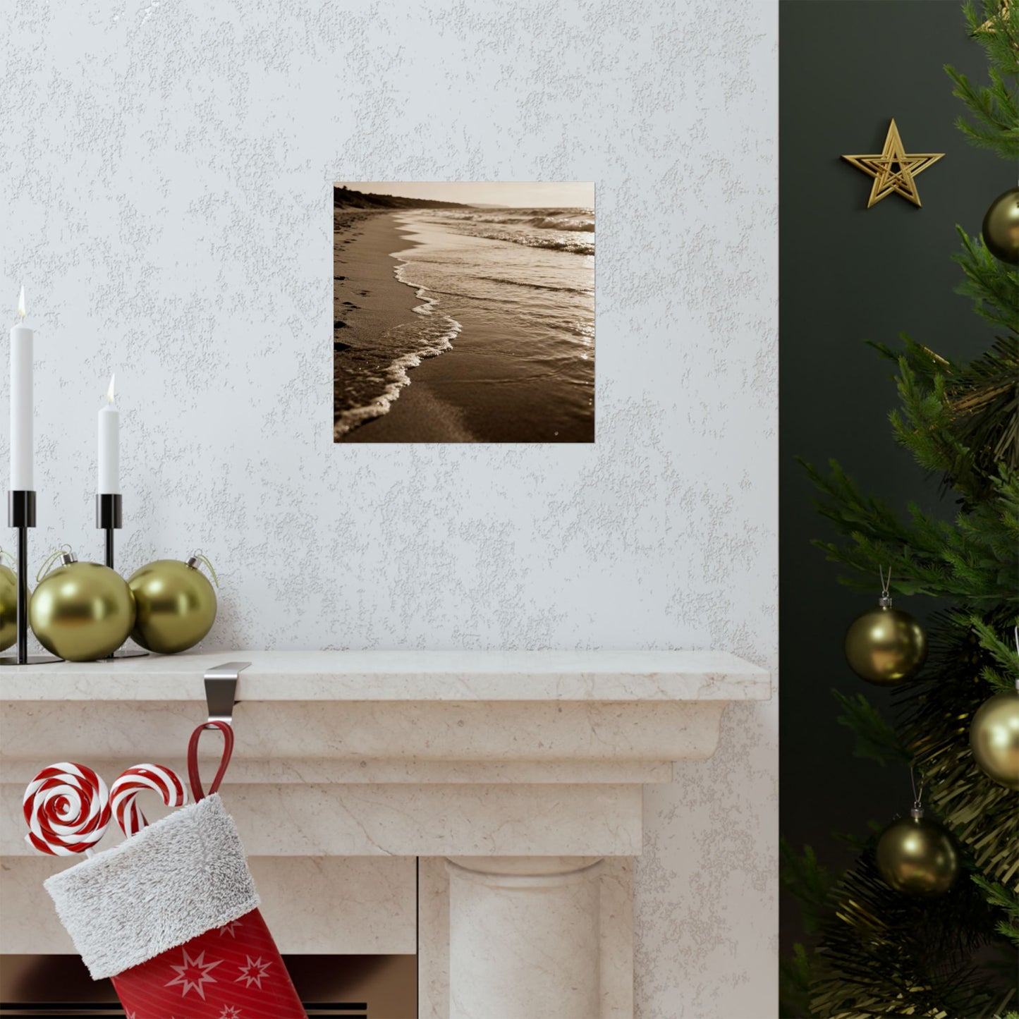 Sepia Beach Photo Matte Poster