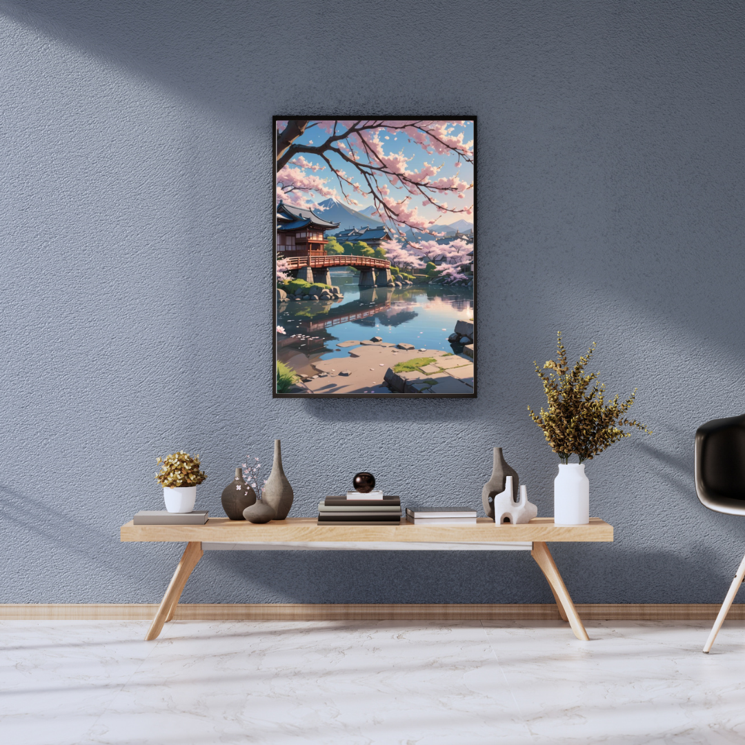 Descarga digital: Póster de flor de cerezo serena, arte paisajístico japonés, decoración del hogar, arte mural natural, regalo para amantes de la naturaleza, decoración primaveral.