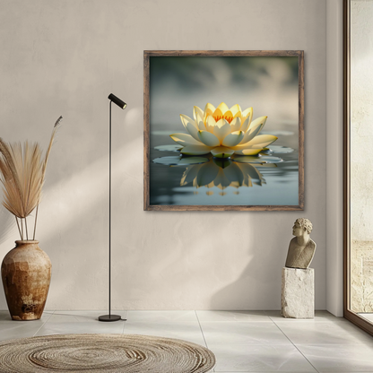 Arte mural de loto sereno, decoración relajante para el hogar, impresión para sala de meditación, obra floral, póster de naturaleza, regalo para yoguis